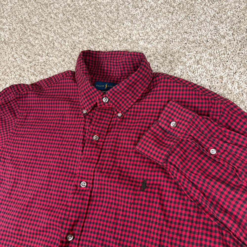 Ralph Lauren Button‎ Shirt Mens XL Red Plaid Classic Fit  Long Sleeve Pony Twill